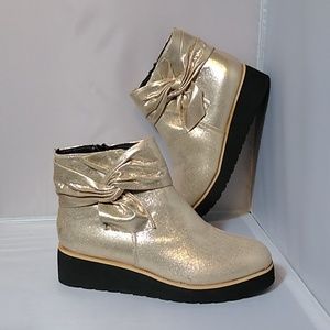 Gold metallic booties